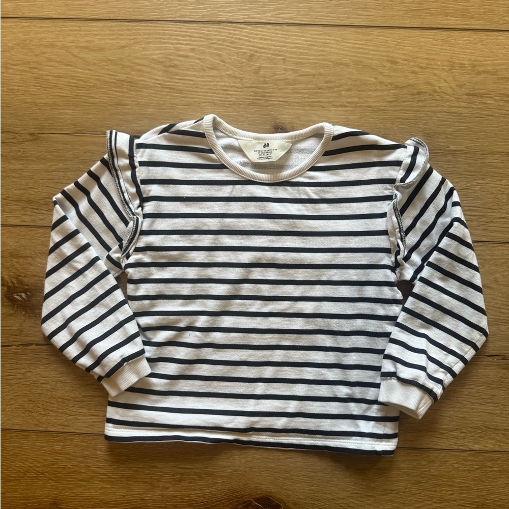 H&M Kids Navy and White Striped Long Sleeve Tee